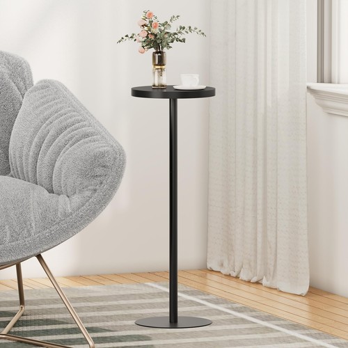 Tall round side table - side, black