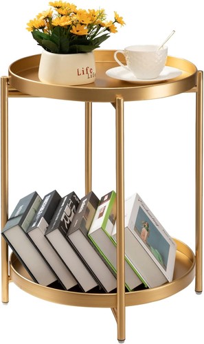 Side table tier round metal - side,