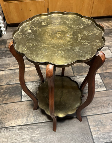 Tier round wood side table - 2-tier,