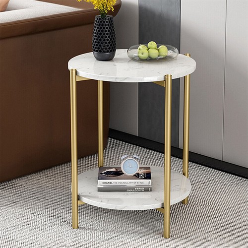 Gold round side end - round, table